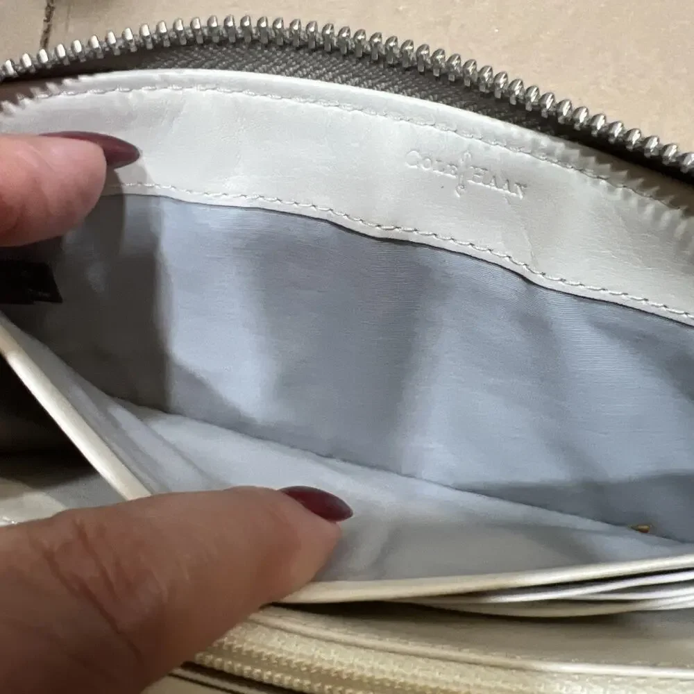 Cole Haan Snakeskin Print Leather Continental Zip Around Wallet 16 Compartments